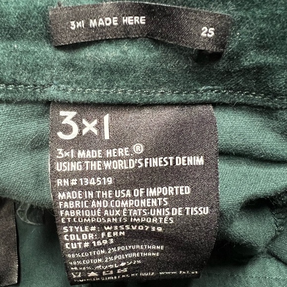 3X1 Velvet Higher Ground Mini Split Pant Fern 25 - Picture 11 of 11